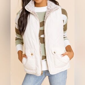Reversible White Sheep Texture Vest